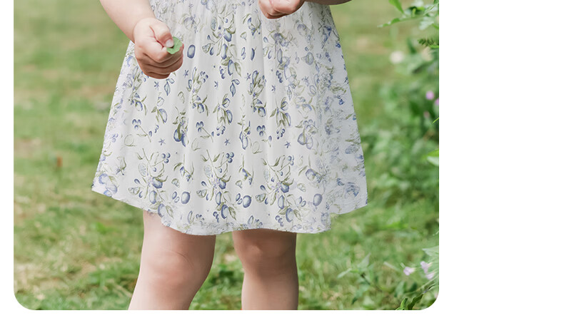 JELLYBABY Round Neck French Style Floral Dress Summer Girls Baby Knitted Vest Dress Casual Breathable Lightweight 21
