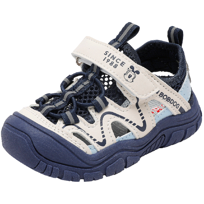 BOBDOG Boys Summer Sandals Toddler Closed-Toe Beach Shoes Versatile First Walker 104362017 Navy Blue/Beige Size 30