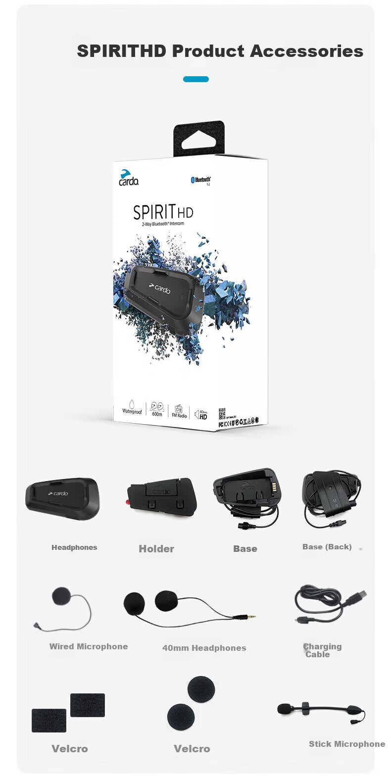 CARDO Motorcycle Helmet Bluetooth Headset Noise-Cancelling Waterproof Full and Half Helmet SPIRITSINGLE Original Box 17