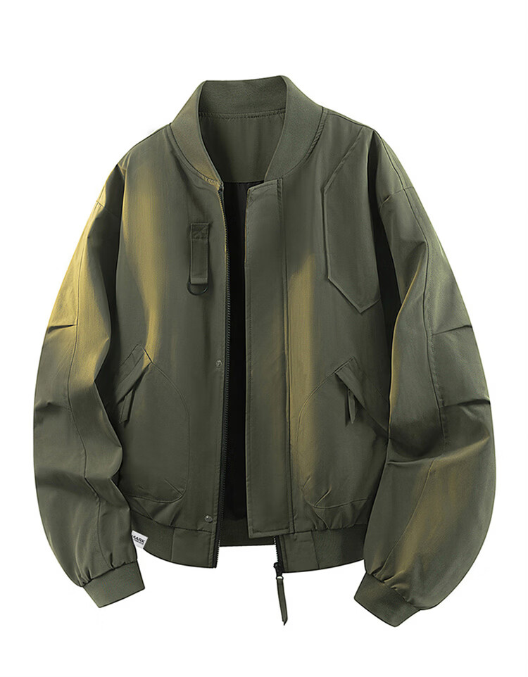 MARK FAIRWHALE Men's Spring Autumn American Workwear Jacket Loose Fit Baseball Coat Black L 2