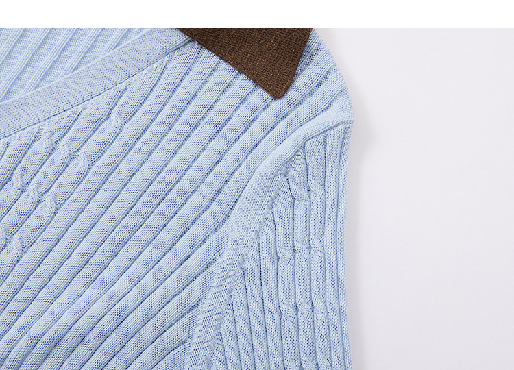 Demana [with Fluffy Tencel] Spring Elegant V-Neck Contrast Color Cable Knit Soft Stretch Women's Sweater 13
