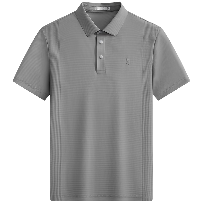 Dance with Wolves [Cool to the Touch] Lightweight High Elasticity Turn-down Collar Summer Small Check Ice Silk Short Sleeve Polo Shirt Men 008 Green Gray L