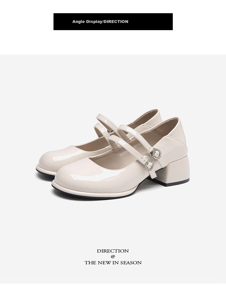 Dusto Women's Shoes 2026 Spring New French Style Low-Cut Mary Jane Elegant High Heels Slimming Leather Shoes 17