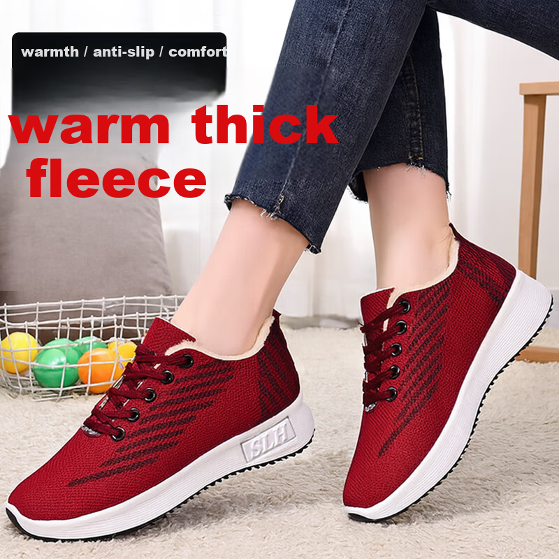 FOOTOPPO Women's Sports Cotton Shoes Elderly Winter Warm Plush Casual Shoes for Moms