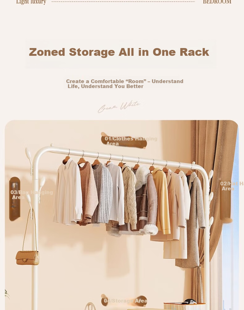 Chibilun Floor Standing Coat Rack Bedroom Clothes Hanger Balcony Home Storage Organizer Indoor Simple Drying Rod 5