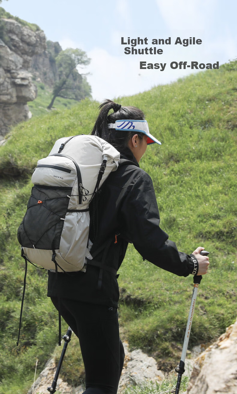 INOXTO Eagle 25L Suspended Back Professional Breathable Lightweight Hiking Mountaineering Travel Backpack 8122 Light Gray 9