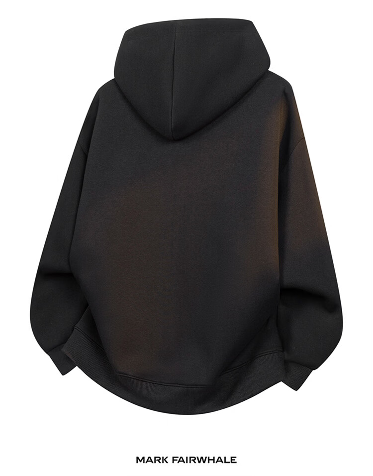 MARK FAIRWHALE Men's Spring American Style Loose Zip-up Hoodie Jacket Unisex Couple Black XL 5