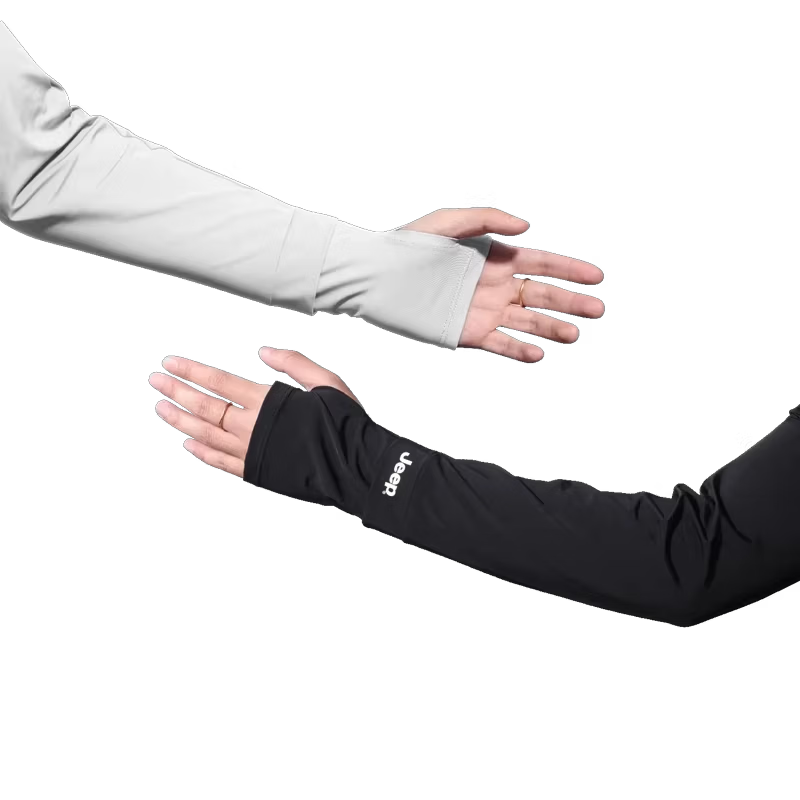 JEEP Summer Men's Ice Silk Loose UV Protection Sun Sleeve Arm Sleeves Gloves for Cycling and Fishing