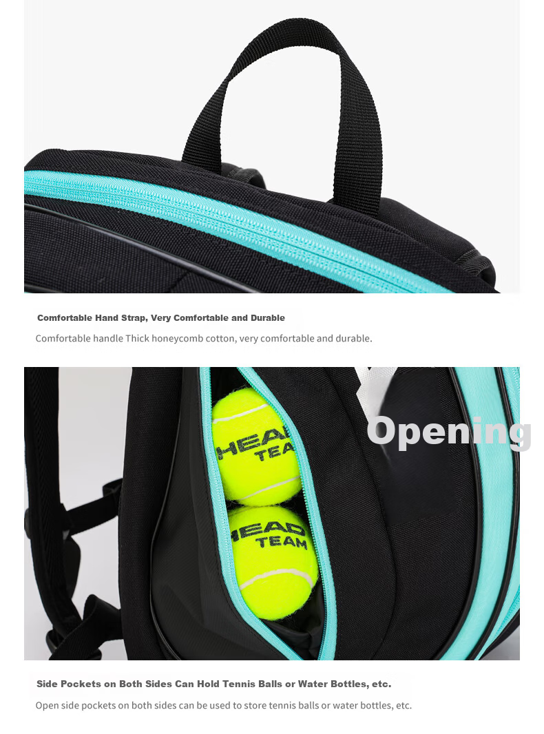 HEAD Tennis Open Tennis Double Shoulder Bag Fitness Badminton Backpack Travel Bag Multifunctional Laptop Bag 12
