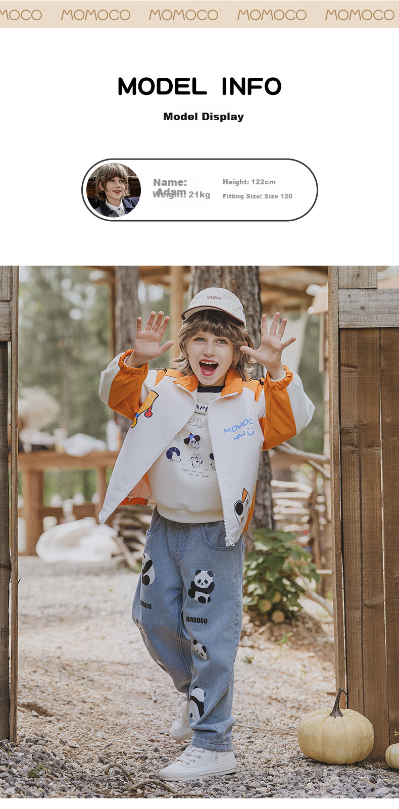 MOMOCO Kids Autumn Jacket Boys Windbreaker Mountain Style Coat White Apricot 110 10