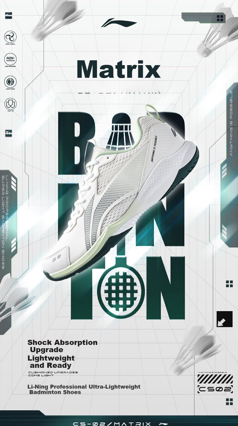 LI-NING Badminton Shoes Tanjun Cloud Unisex Non-Slip Wear-Resistant Shock Absorption Ultra-Light Breathable Competition Training Sports Shoes 1