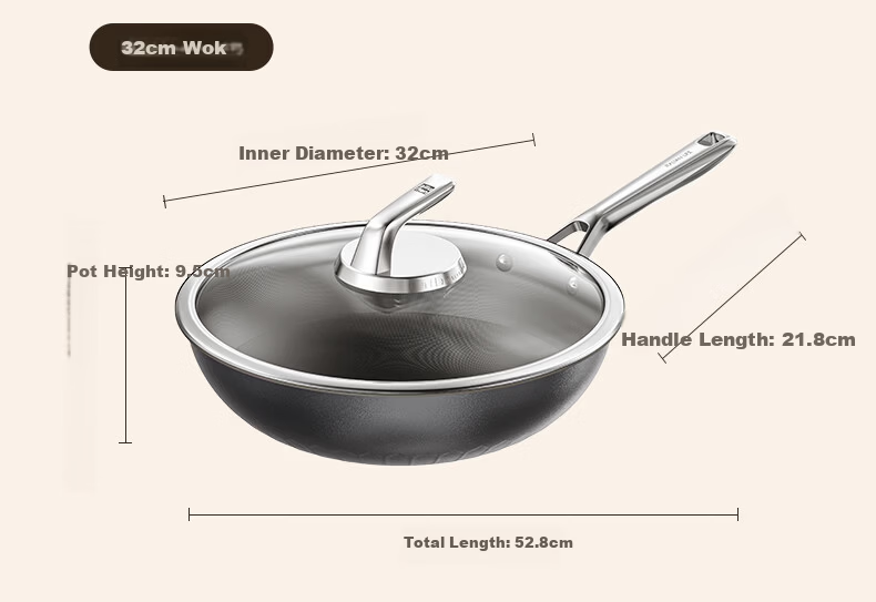 Alluflon Aluflon Pure Titanium Non-Coated Non-Stick Frying Pan Flat Bottom High-Temperature Resistant 32cm 22