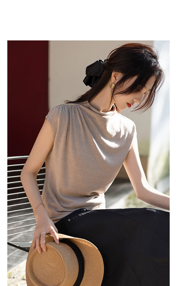 Demana [Lyocell Wool Blend] Spring Turtleneck Short Sleeve Slim Fit Stretch Slimming Women's T-Shirt Premium Feel 10
