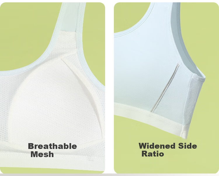 Hodohome Girls Bra Development Stage 2 Class A Mulberry Silk Mesh Breathable Student Underwear 2-Pack 052 A75 9
