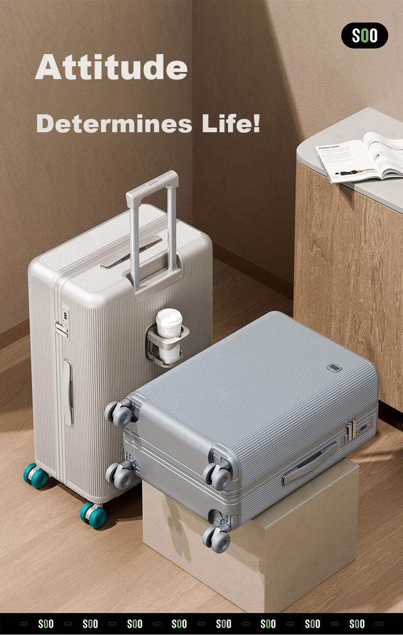 SOO 22-inch Luggage Suitcase for Women, Small Travel Trolley Case for Men, Durable with Password Lock, Starry Gray 1