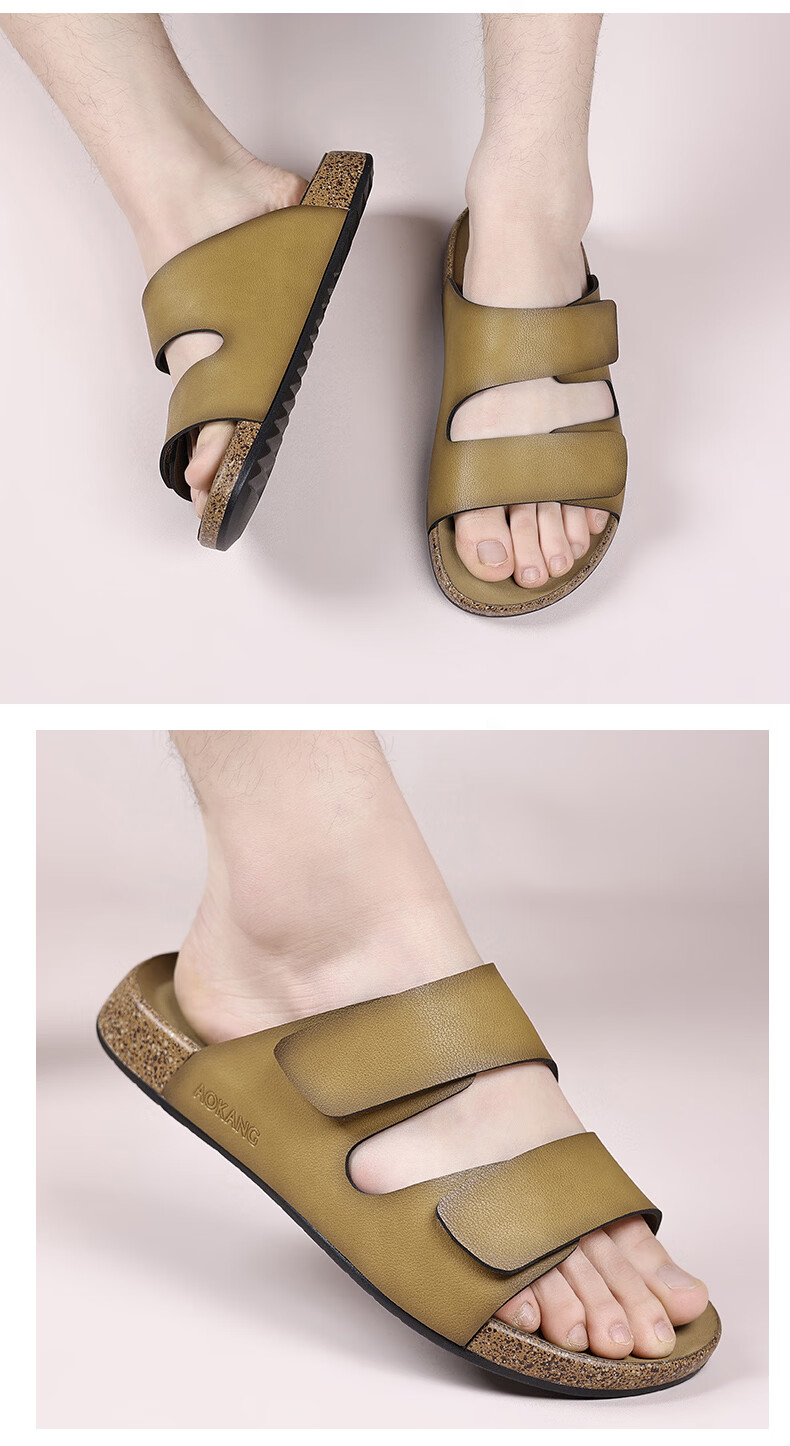 Aokang Summer Men's Casual Beach Sandals Khaki Size 44 20