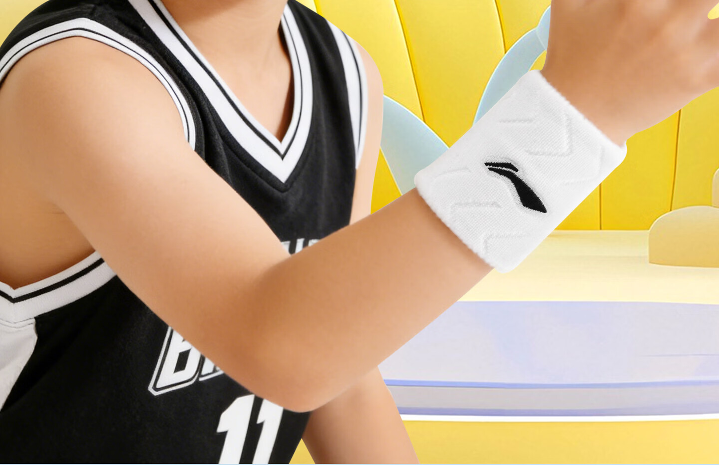 Li-Ning Kids Sports Sweat-Absorbing Wristband Basketball Equipment Thin Sweatband Badminton Wrist Sleeve 10