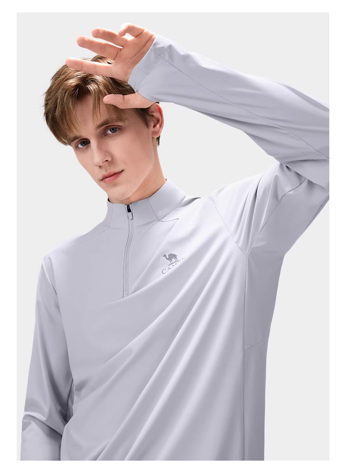 CAMEL Outdoor Quick-Dry T-Shirt Unisex Spring 2026 Long Sleeve Stand Collar Stretch Cooling Breathable Sweat-Wicking Sun Protection Top 1050 18