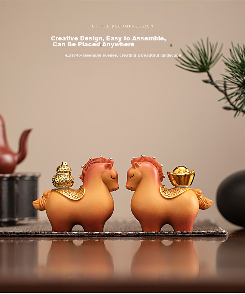 Kongsheng Guochao Prosperity Horse Orange Creative Corporate New Year Gift Premium Souvenir Friend Birthday Gift Year of the Horse Ornament 9