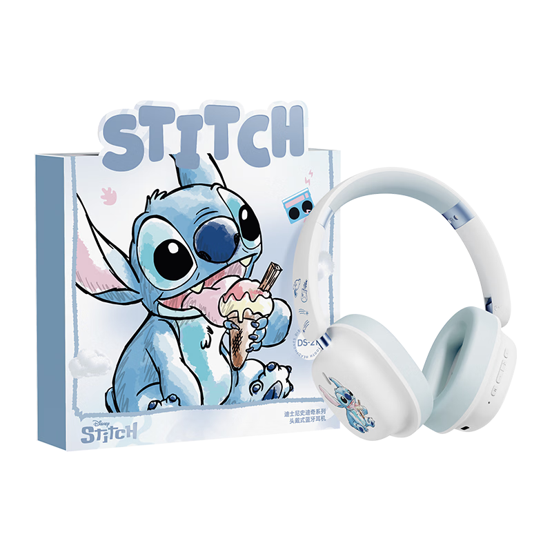 DISNEY DS-21 Stitch Over-Ear Bluetooth Wireless Noise-Cancelling Headphones Couple Edition Office Computer Music Headset Student Valentine's Day Gift Box