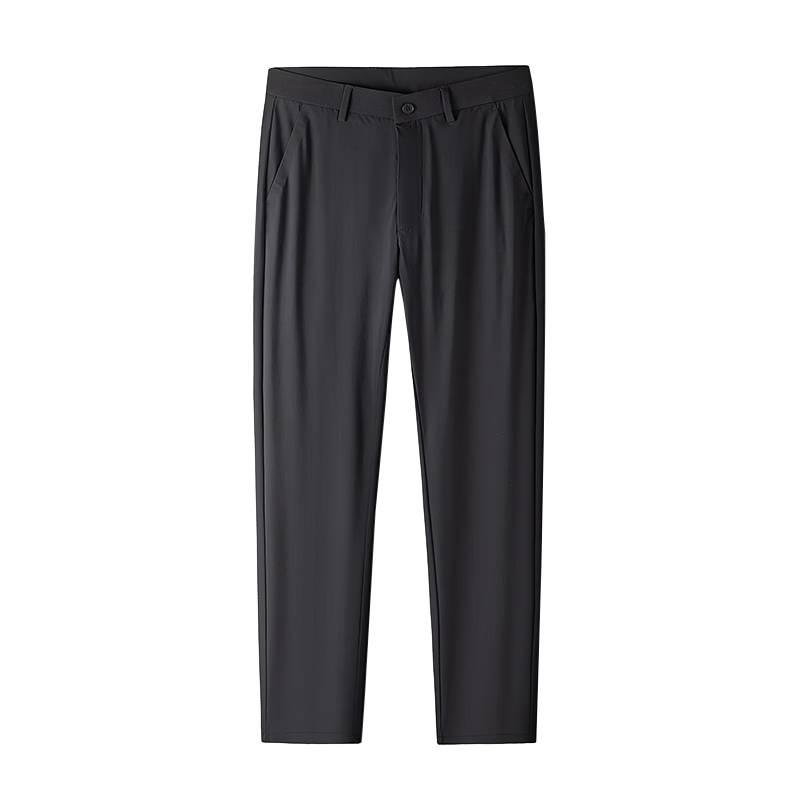 Romon Men's Non-Iron Business Dress Pants Casual Stretch Straight-Leg Dad Pants Black Thin 33