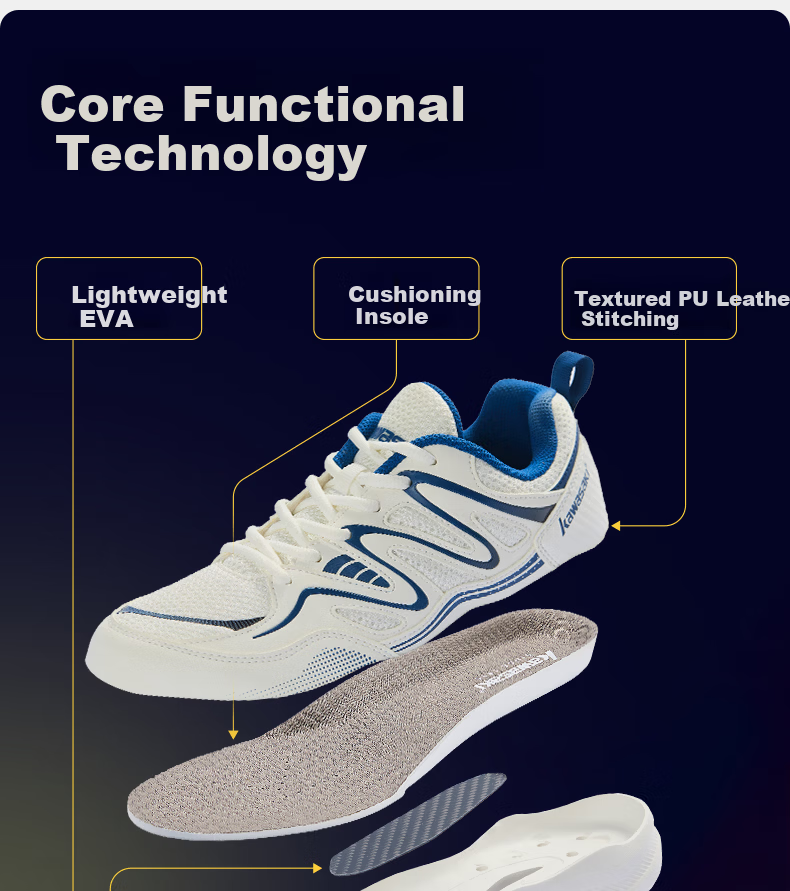 KAWASAKI Featherweight Badminton Shoes Durable Non-Slip Shock Absorption Breathable Training Competition Unisex Flying Series Gem Blue Size 45 6