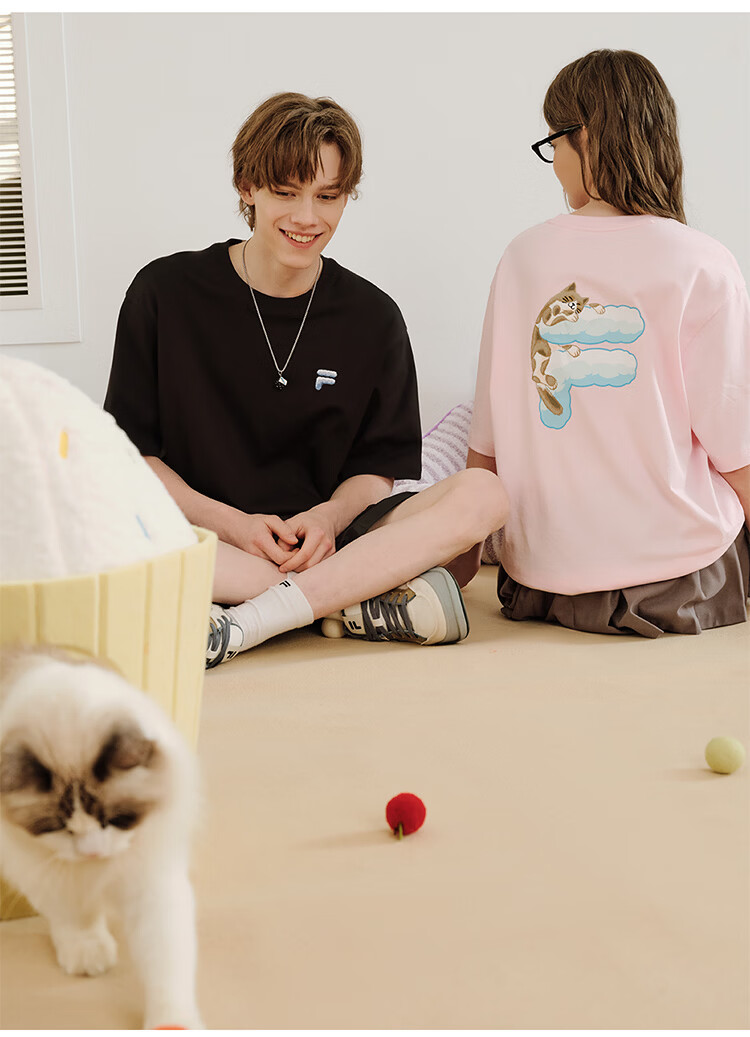 FILA FUSION Trendy Couple's Knitted Short Sleeve Shirt 2026 Summer Loose Fit Cool Cotton T-Shirt 12