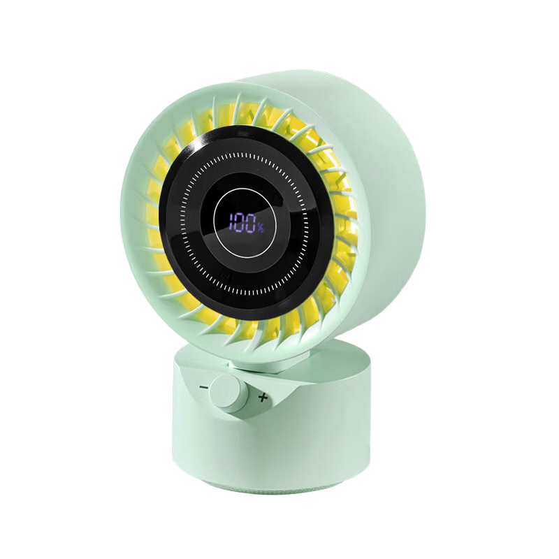 COMIX Rechargeable Oscillating Desk Fan Small Office Desktop Fan 5-Speed Ambient Light Portable Fan for Dormitory Outdoor LC005 Green