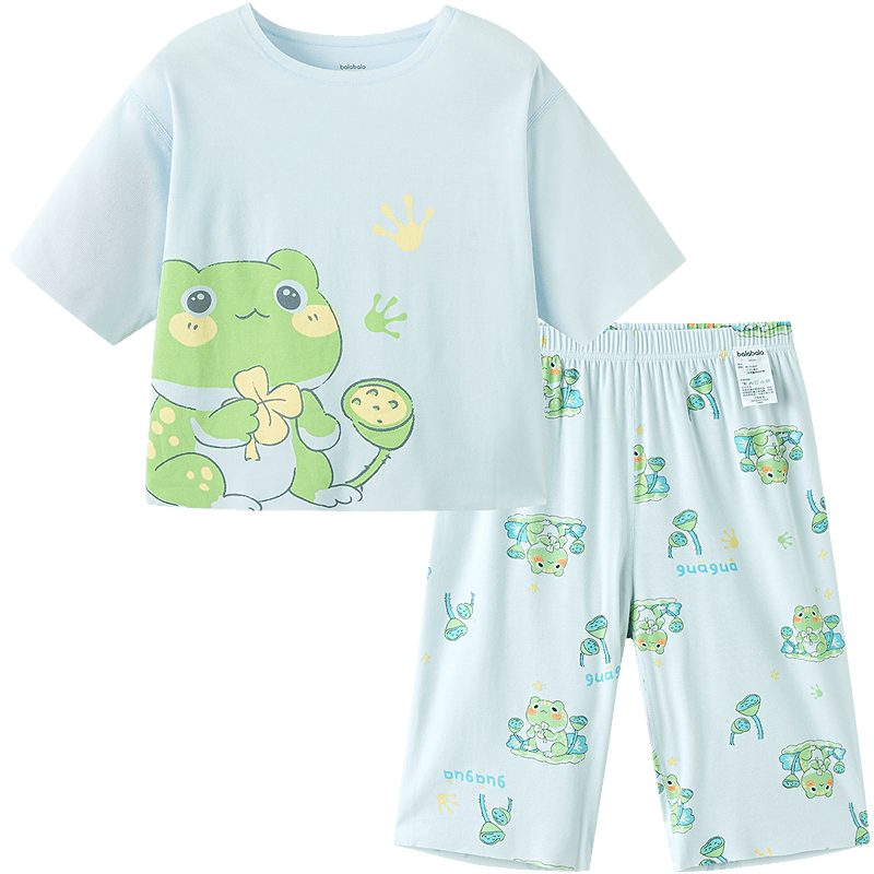 Balabala Baby Summer Pajama Set Air Conditioning Clothes Boys Girls Homewear Soft Skin-Friendly Adjustable