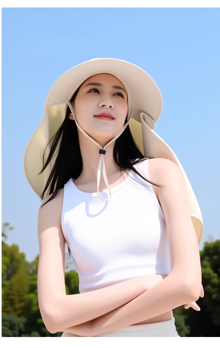 DUSENNA Women's Sun Protection Hat Detachable Neck Cover Outdoor Summer UV Protection Face Shield Hat 2