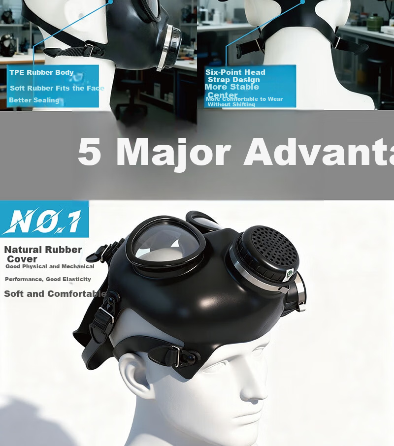 Puda MJ-4003 Full Face Gas Mask with No.3 Metal Canister, Self-Priming Organic Gas and Vapor Filter, Industrial Chemical Use, 1 Set 6