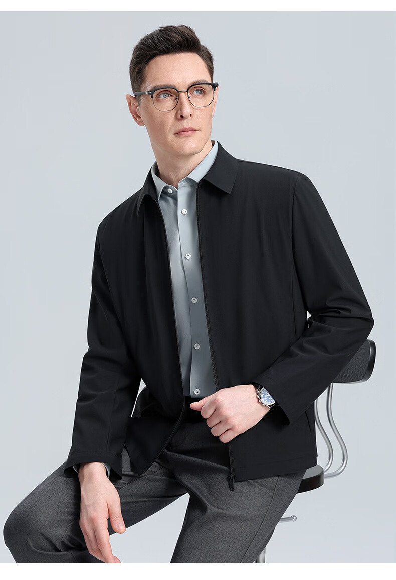 ROMON 【UPF50+】Men's Sun Protection Jacket Spring Summer New High Elastic Breathable Comfortable Business Casual Polo Collar Coat 21