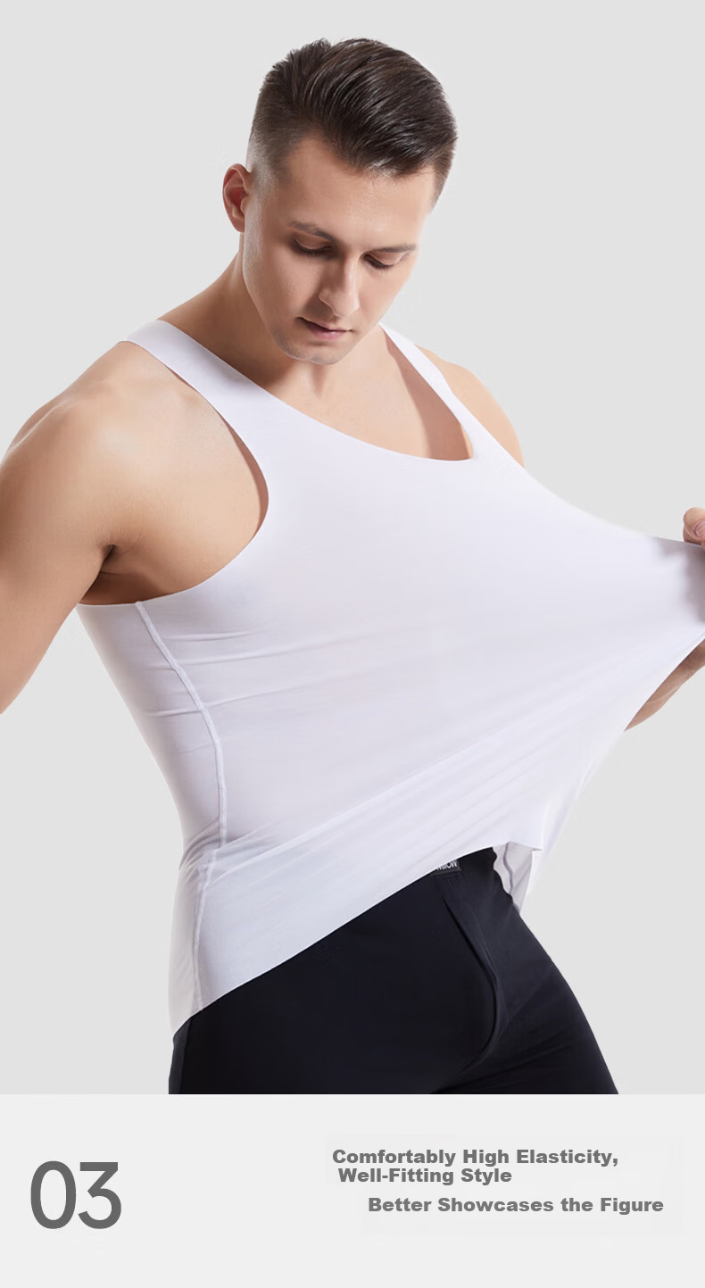 FIRS Men's Vest [80S Lenzing Modal] Round Neck High Elasticity Cooling Breathable Seamless Base Layer Tank Top Plus Size 8