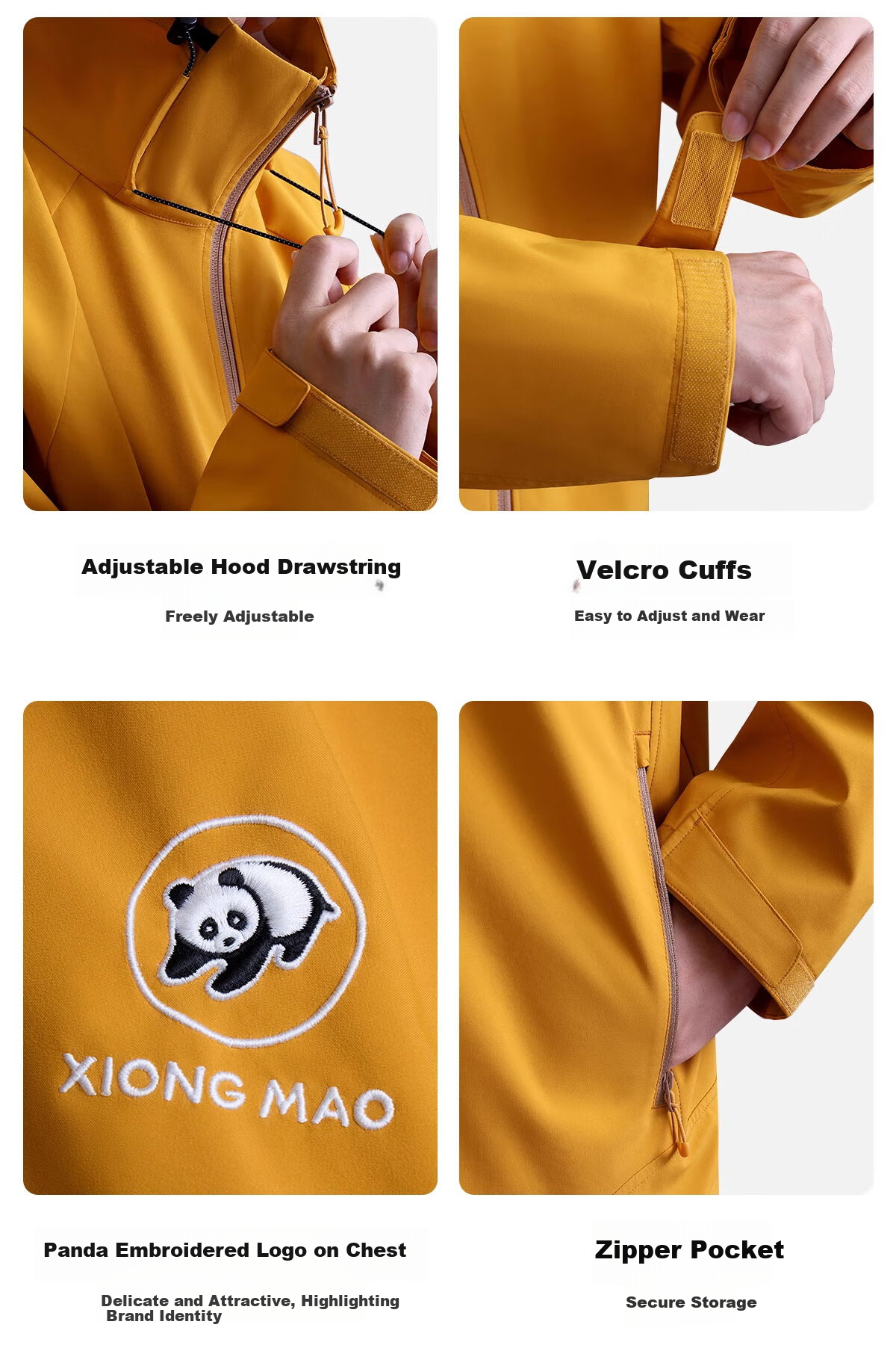 CAMEL Panda Series Outdoor Softshell Jacket Unisex Fashion Versatile Three-Proof Travel Mountaineering Coat 1114 XS 35
