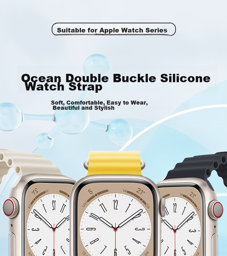 ESCASE Compatible with Apple Watch Band, Silicone IWatch S11/10/9/SE3/8/7/6 Smartwatch Sports Waterproof Band, 38/40/41mm Ocean Edition Starry Gray 1
