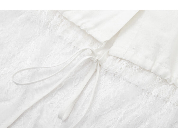 Demana Luxury Linen Spring Elegant Lapel Lace Splice Drawstring Loose Petite Women's Shirt 14