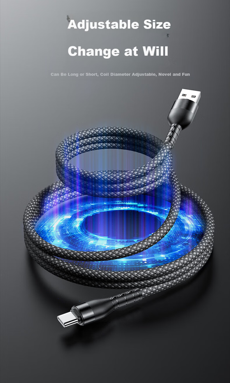 Jinling Shengbao Magnetic Type-C to Apple Dual-Head 100W Fast Charging Data Cable for iPhone 15 Pro Max, iPad, Huawei, 1m Starry Black 4