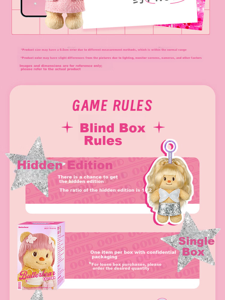X11 SPACE Butter Bear OOTD Dress-up PVC Keychain Plush Single Blind Box Gift Doll Figurine Display 17