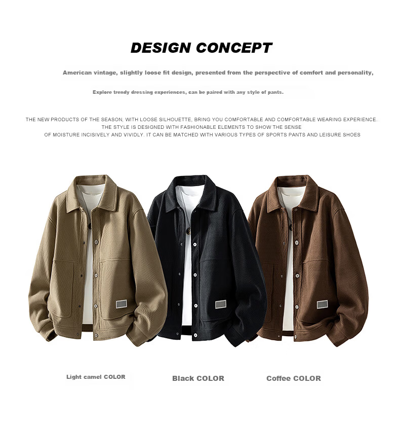 MARK FAIRWHALE Men's Spring and Autumn Casual Commuter Versatile Shirt Collar Outdoor Jacket Light Camel M 2