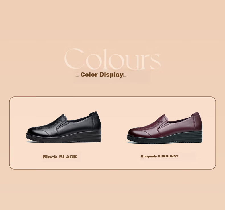 LAORENTOU Women's Spring Autumn Soft Sole Genuine Leather Granny Shoes Comfortable Non-Slip Middle-Aged and Elderly Mom Shoes LB228 Red Size 37 2