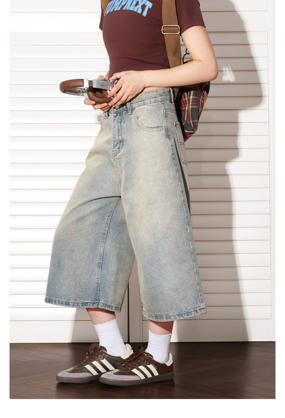 ICH MODE Vintage American Style Lightweight Washed Denim Shorts Thin Women's 2026 New Versatile Seven-Point Pants Black L 6