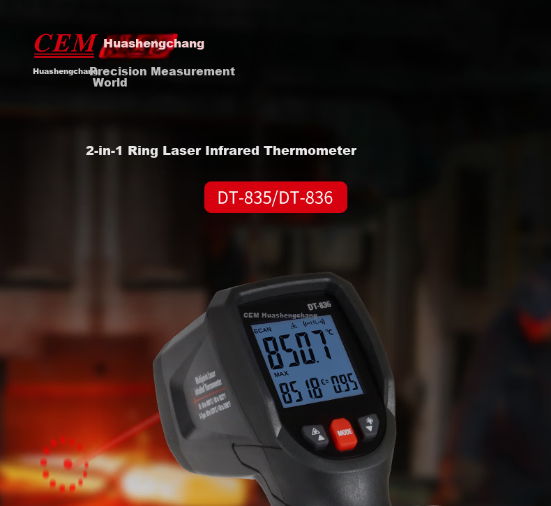 CEM DT-835 Infrared Thermometer High-Precision Handheld Industrial Temperature Gun for Home Kitchen Baking 1