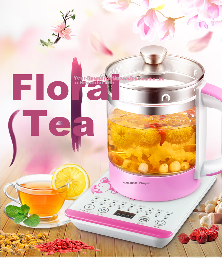 CHIGO Mini Health Pot Health Cup Electric Stew Cup Electric Heating Cup Constant Temperature Flower Tea Kettle Water Boiler Office Cup 0.5L Full Glass Body with Filter Birthday Gift 1