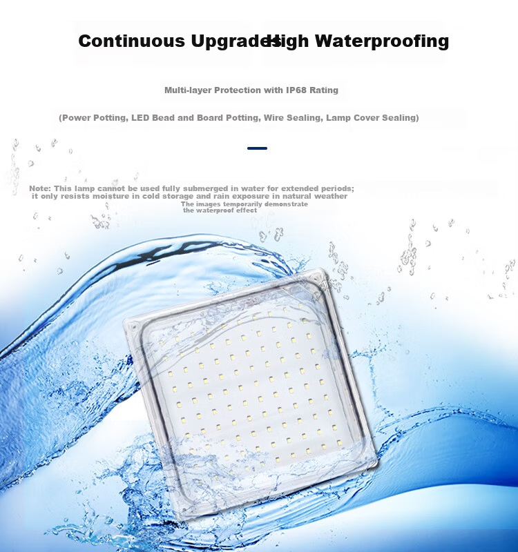 Yunzhizhuo LED Waterproof and Moisture-Proof Cold Storage Light for Cold Storage Warehouse Factory Ship Lighting Square Light 180*180 3