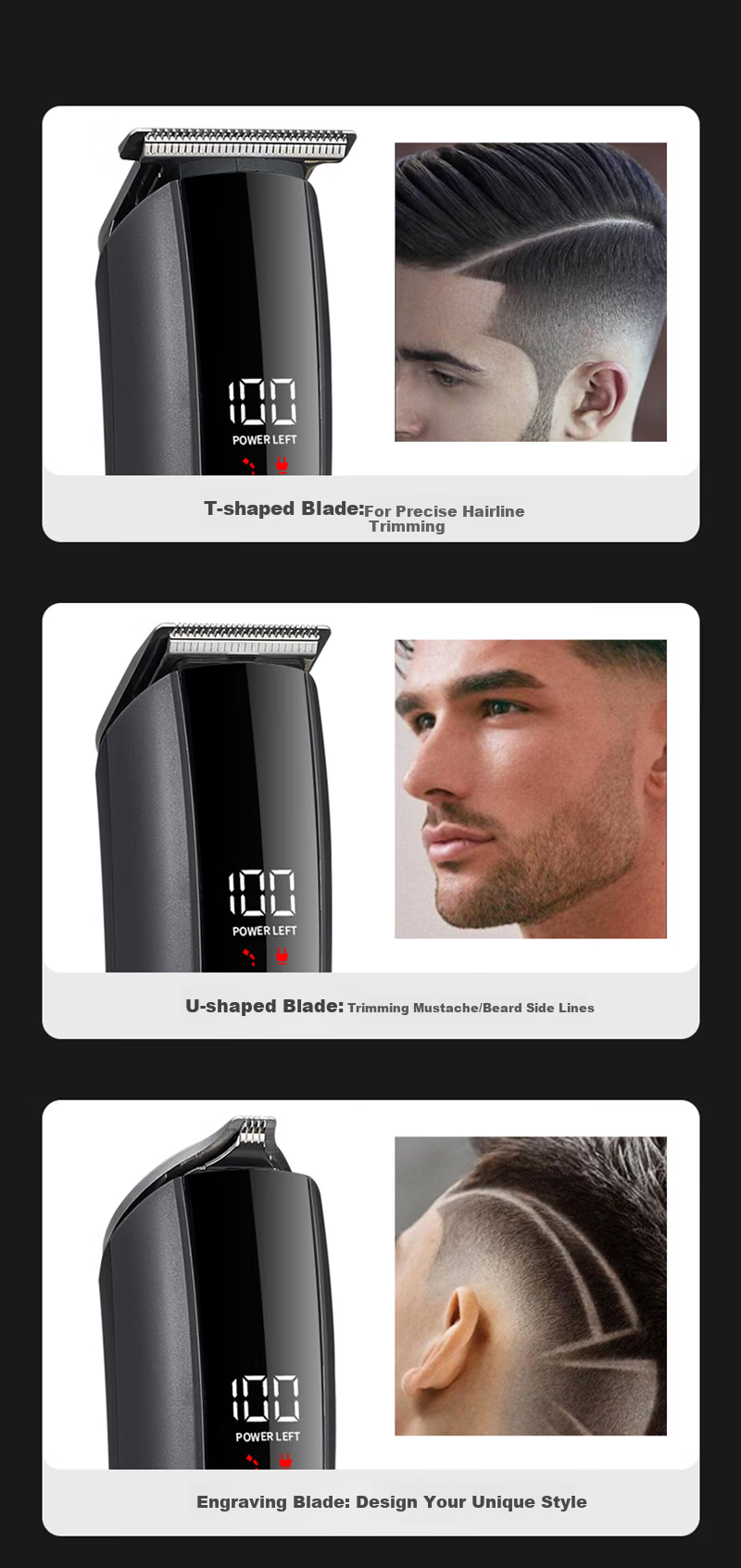 MKS Multifunctional Hair Clipper Shaver Nose Hair Trimmer Sideburn Engraving Electric Haircutting Machine Electric Hair Clipper Home Use 5-in-1 NV8708B 6
