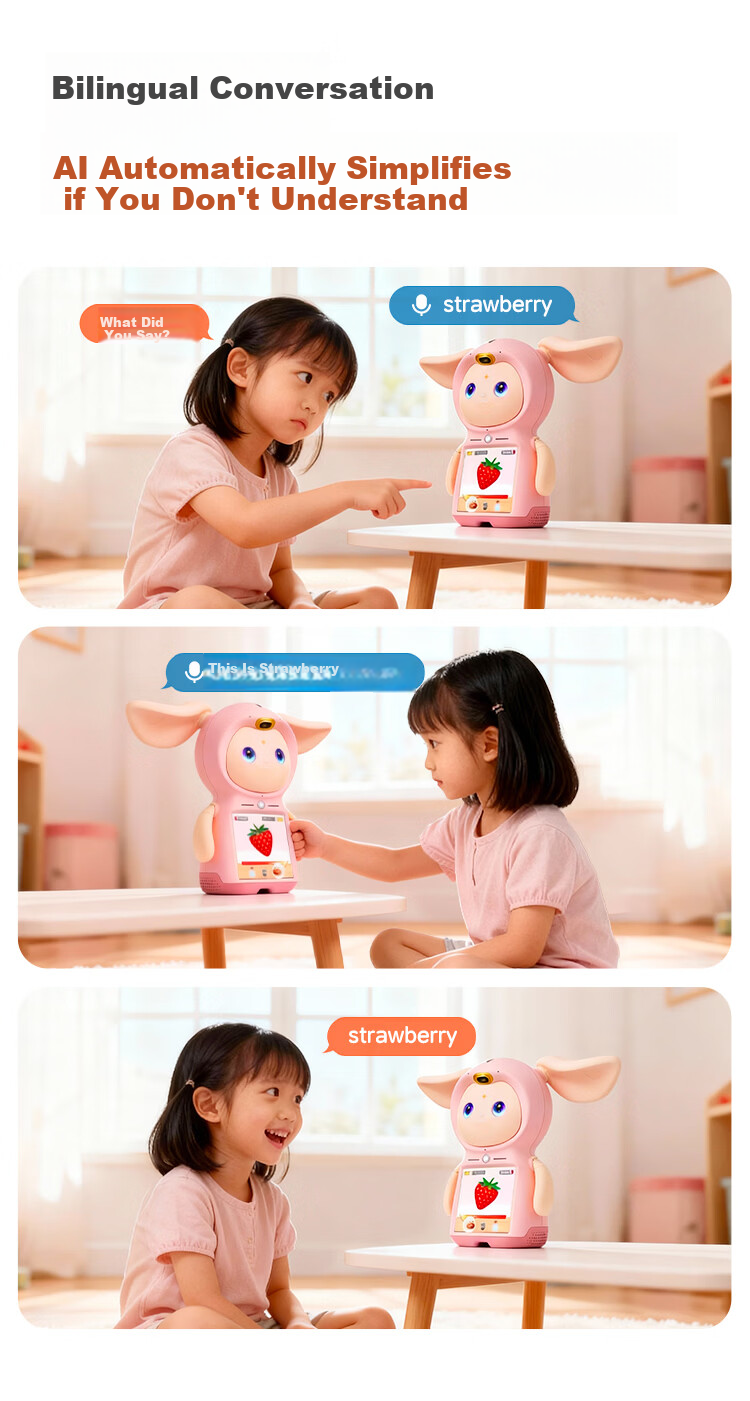 Doqee AI Little Foreign Teacher Robot PRO Pink Companion Robot English Learning Early Education Enlightenment Preschool Connection Reading Picture Book Smart Toy Children's Educational New Year Gift 8