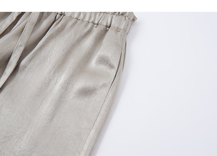 Demana Shushuang 100 Vinegar Fiber Spring Minimalist Elastic Waist Drawstring Pleated Wide-Leg Slimming Women's Casual Pants 13