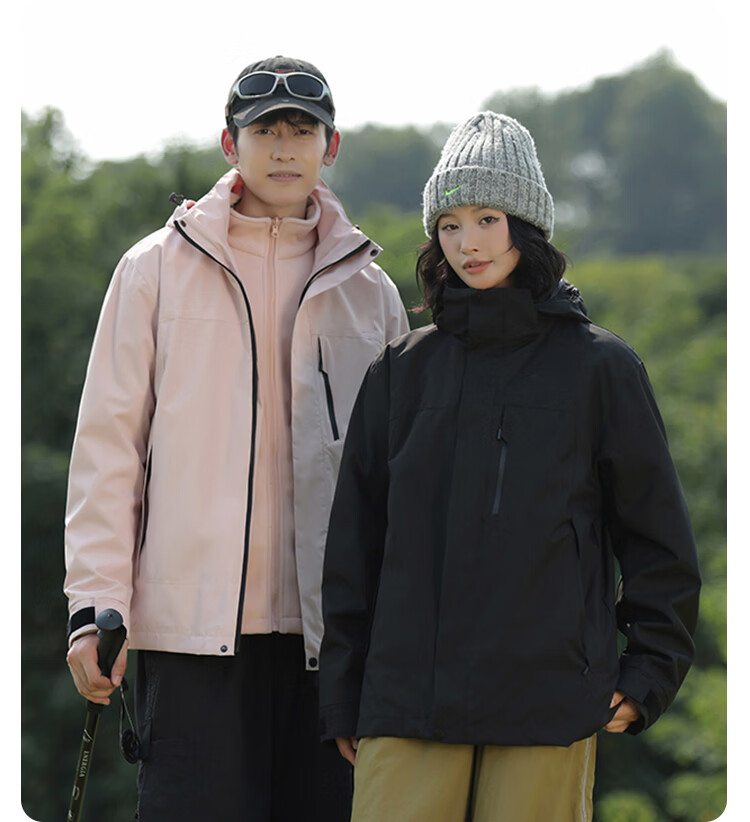 JEEP SPIRIT Unisex 3-in-1 Outdoor Windproof Waterproof Hooded Jacket Navy Blue M 21