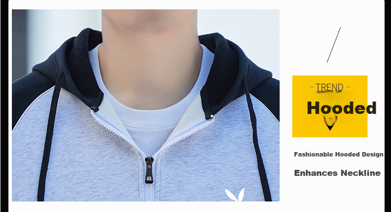 PLAYBOY Men's Spring Autumn Sports Windproof Casual Breathable Hooded Warm Jacket Khaki L 4