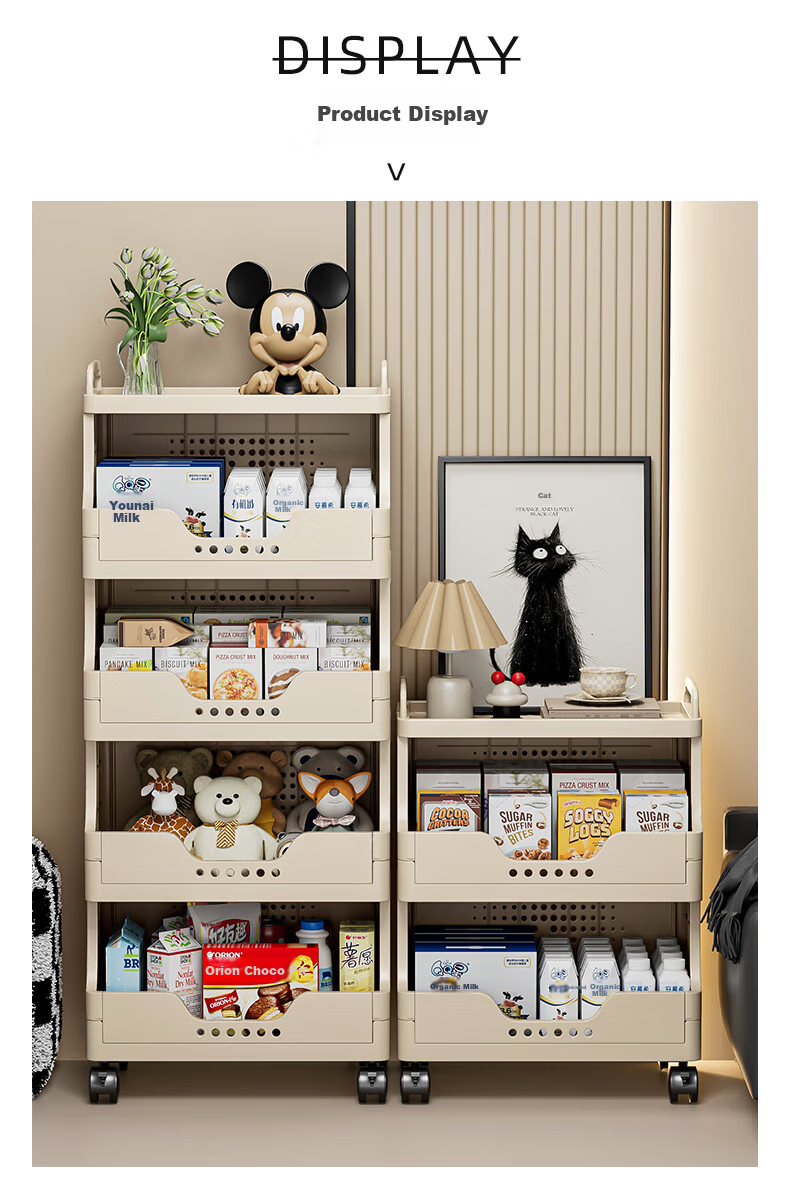 Jiaodu Snack Storage Rack Small Trolley Multi-layer Floor-standing Living Room Organizer with Wheels Mobile Storage Rack 6